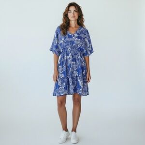 Mlle Gabrielle Sheer Floral Tunic Dress / Swim Cover-Up – Size M